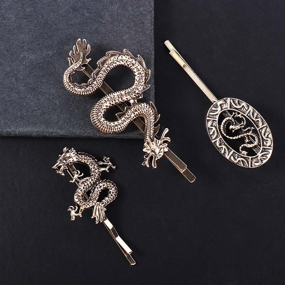 Silver Gold Chinese Style Headwear Female Hair Accessories Dragon Shape Hairpin Metal Hair Clip