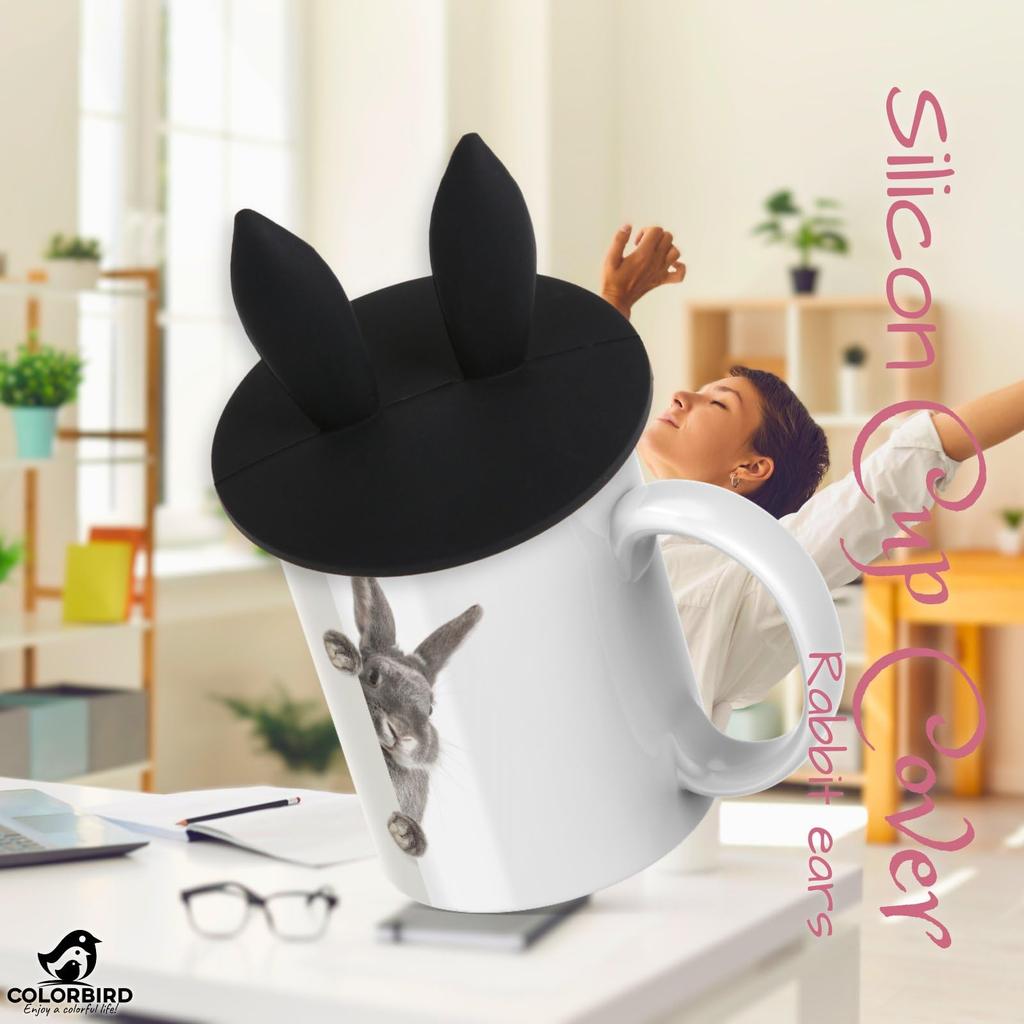 COLORBIRD Silicone Cup Cover, Lid, Mug Silicone Wrap, Insulated (Rabbit Ears)