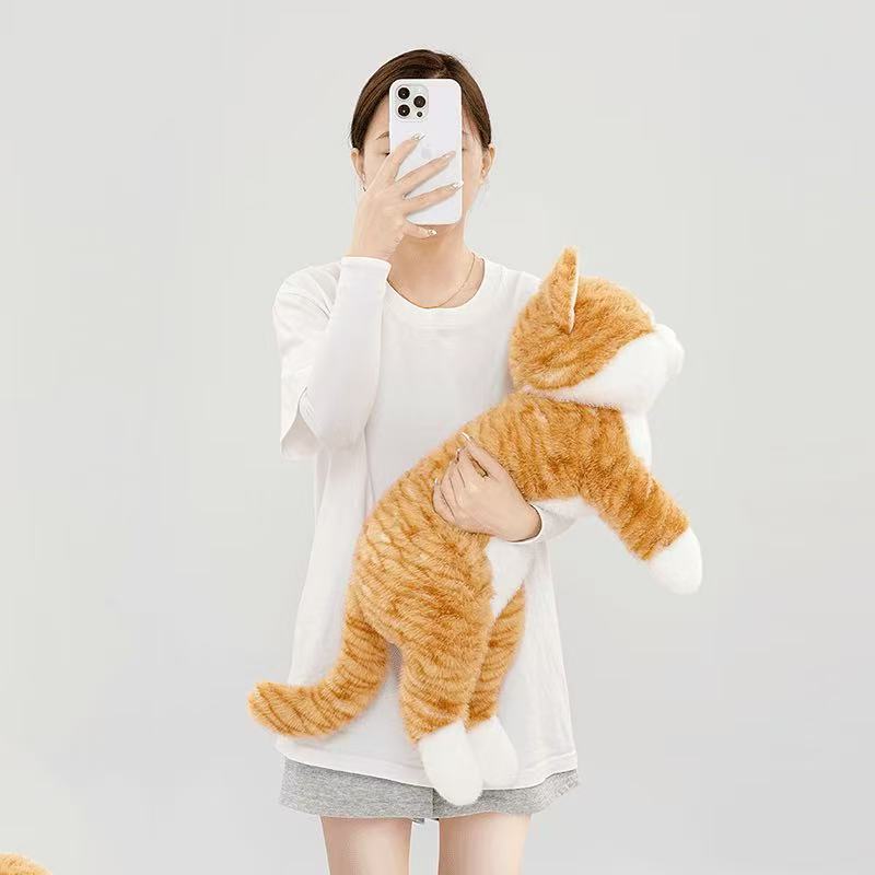 Lifelike Lying 3 color Cat Plush Toy Soft Stuffed Animal Cute Plushie Doll Lie Prone Funny Long Arm Kitten Pillow for Girl Gifts
