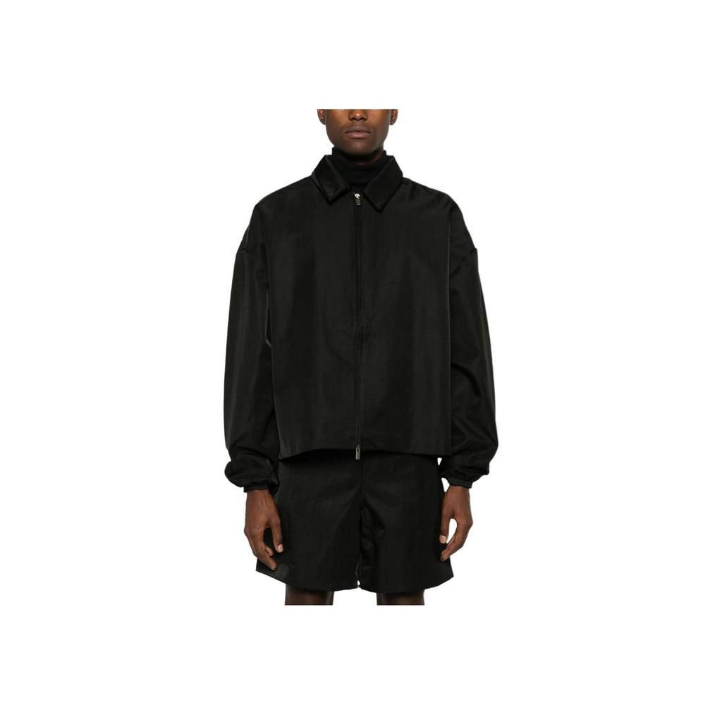 Fear of God Essentials Textured Nylon Trucker Jacket Black Men Outerwear 202BT246380F