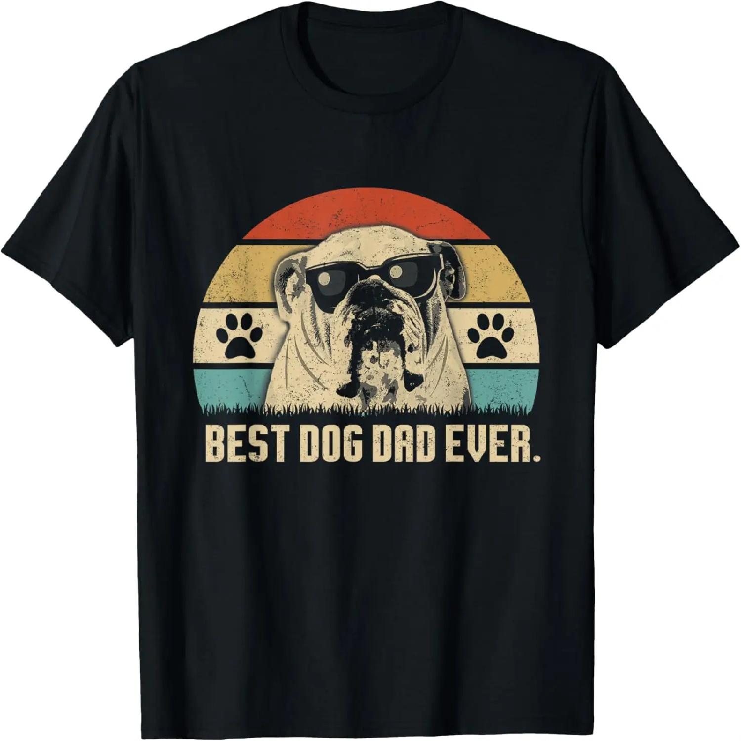 Vintage Best English Bulldog DAD Ever shirt Fathers Day Gift T-Shirt XXXXXL разноцветный