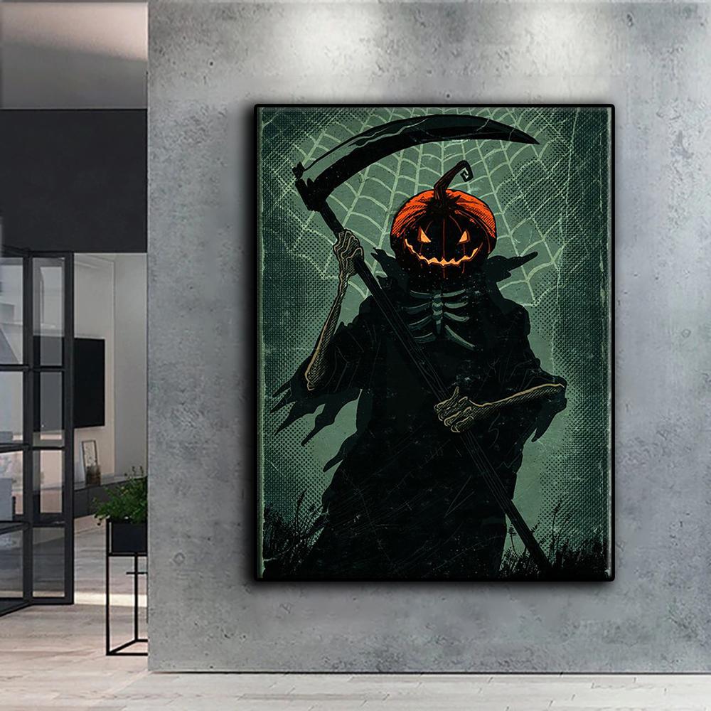 Vollständiges 5D-Diamantgemälde zum Selbermachen, Halloween, gruseliger Kürbiskopfmann, 5D-Diamantgemälde