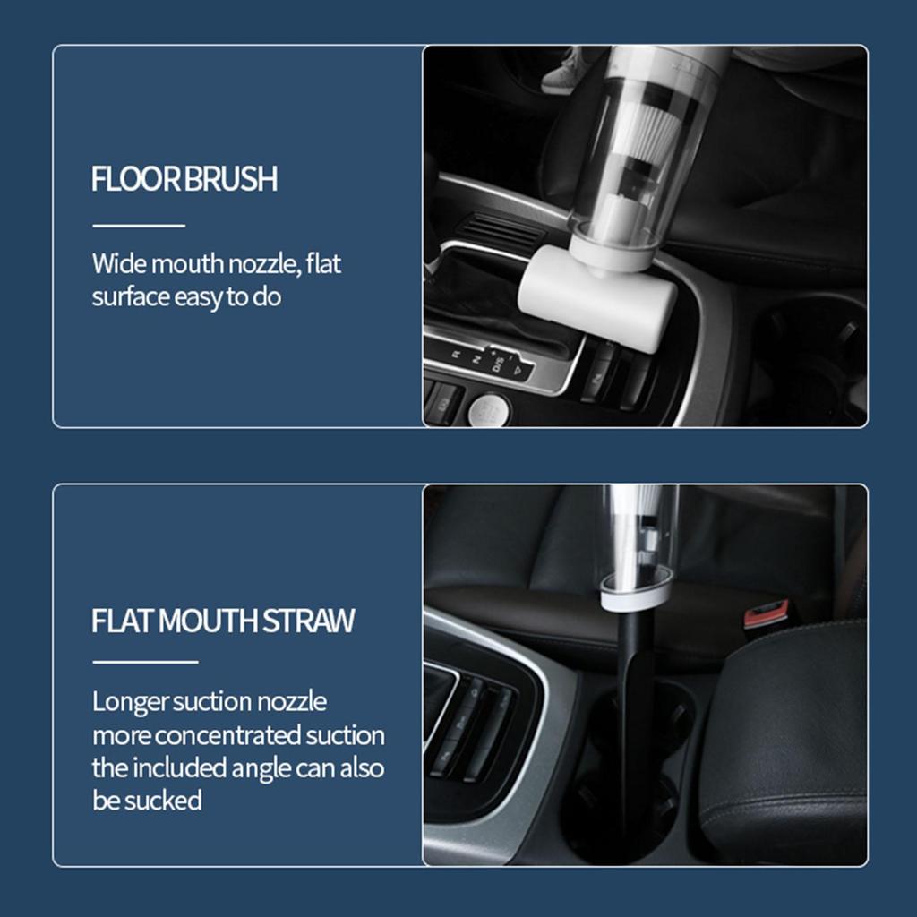 Handheld Vacuums USB Rechgeable with Lge Dust Cup for Sofa Household C Dashbods , White B