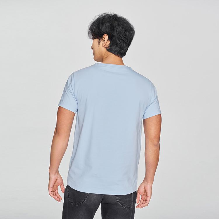 Slim Fit Round Neck Versatile Short Sleeve T-Shirt Men Tops Sky-Blue LMT010160K9900FA07954
