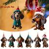 7 pieces of dachshund Christmas decorations 2D acrylic cute dog pendants fun dog Christmas tree pendants gifts for dog lovers Christmas tree