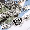 Elegant Sweater Brooches 4Pcs Vintage Clips for Women Girls, Retro Floral Cardigan Clips, Scarf Clasps Cloak Shawl Clip, Waist Cincher Loose