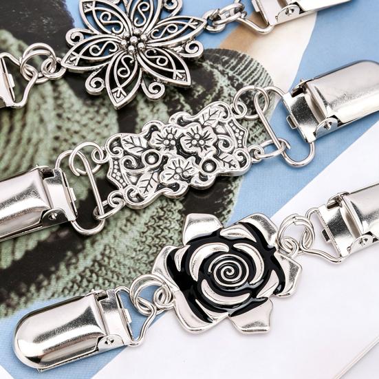 Elegant Sweater Brooches 4Pcs Vintage Clips for Women Girls, Retro Floral Cardigan Clips, Scarf Clasps Cloak Shawl Clip, Waist Cincher Loose