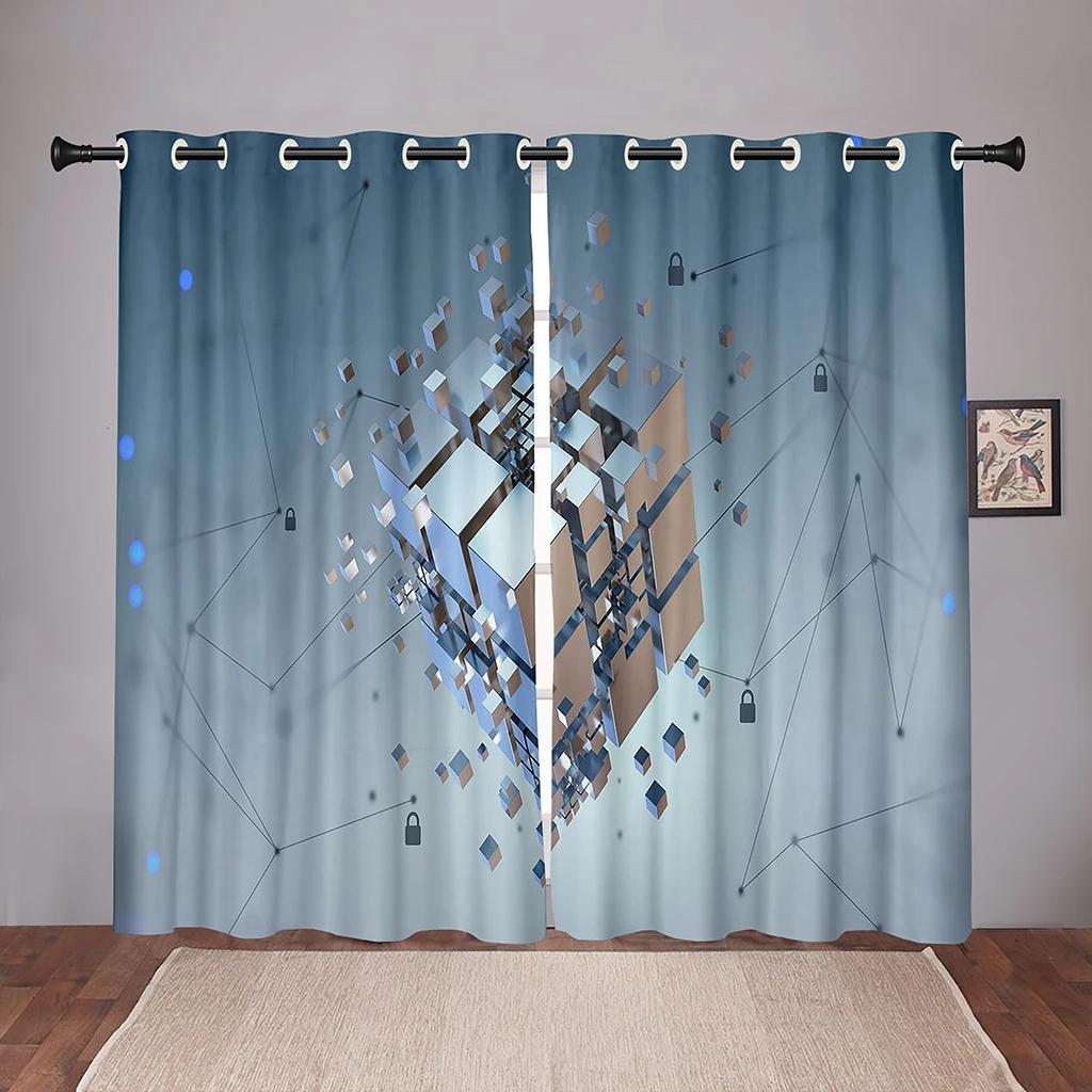 High Shading Thick Solid Cubes Blok Colorful Window Curtain Bedroom Living Room Bathroom Kicthen Door Hall Home Hook Blackout For Made Of Polyester