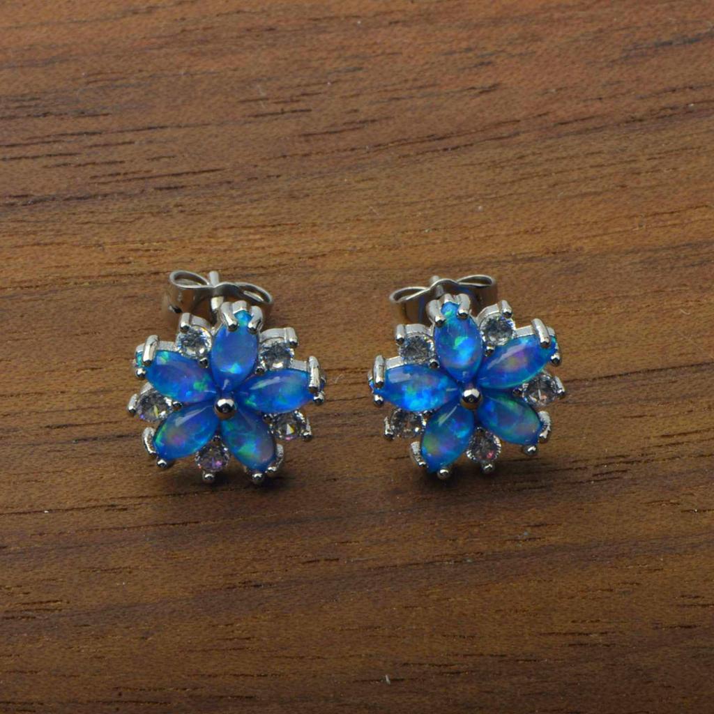 Women's Opal Flower Earrings