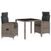 Outdoor Table Set 3 Pcs Light Grey and Dark Grey 90 X 90 X 75 Cm