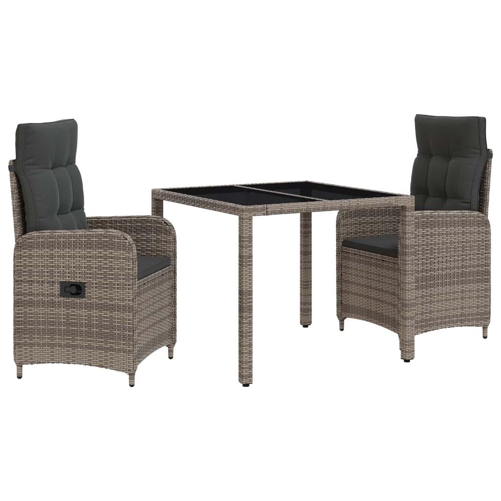Outdoor Table Set 3 Pcs Light Grey and Dark Grey 90 X 90 X 75 Cm