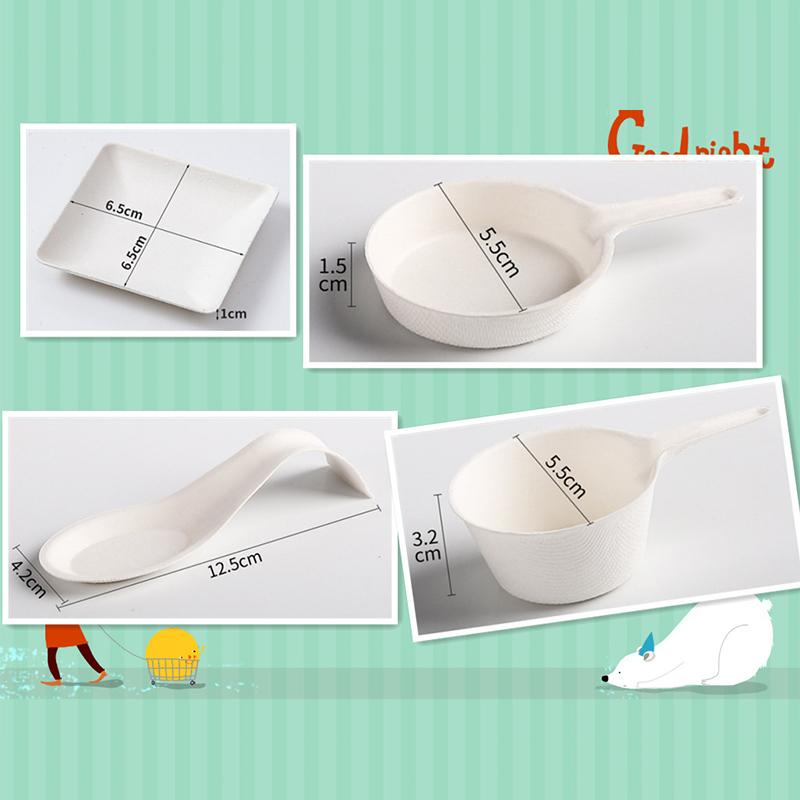 25 Peças Pratos de Degustação Pratos Descartáveis - Compostáveis em Casa Micro-ondas e Congeláveis Saco Branco Polpa de Cana Alimentos