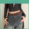 Retro American Suede Belt For Women With Metal Embellishments For Casual Wear