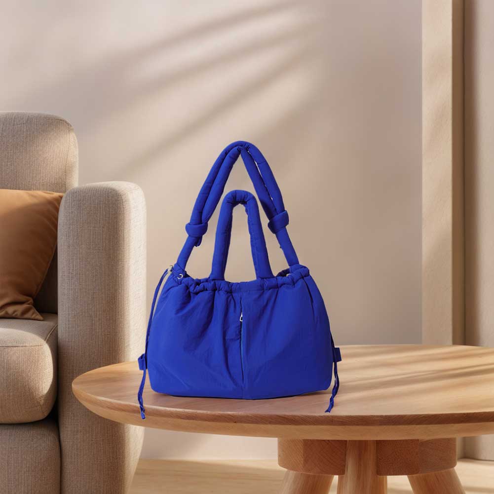 Puffer Tote Bag for Women Adjustable Strap Shoulder Bag Nylon Large Capacity Crossbody Bag Puffy Purse for Shopping Travel