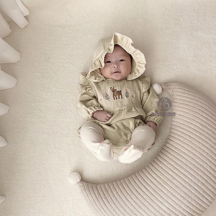 Clearance: Korean Baby Rompers - Deer & Floral Ruffles for Autumn