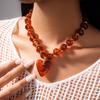 Vintage Amber Resin Heart Acrylic Pendant Earrings Necklace New Handmade Creative Geometric Bracelet Jewelry Set for Women Gifts