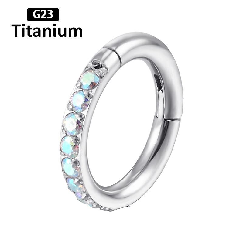 ASTM F136 Titanium Earrings High Quality Zircon Hight Segment Nose Rings Open Small Septum Piercing Helix Lobe Body Piercing 16G