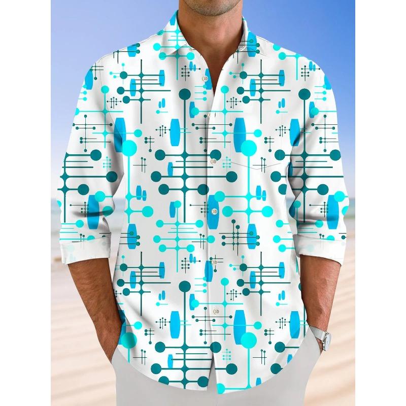 Men's shirts, button down shirts, casual shirts, spring and summer, printed long sleeves, daily, fashionable, comfortable
