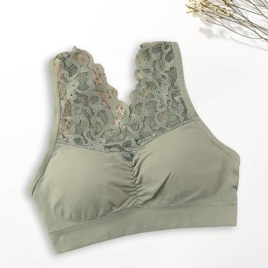 Breite Schultergurte Schönheit zurück Raffen Frauen BH Spitze Nähte Push-Up Sport Büstenhalter