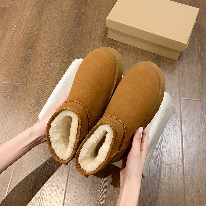 Large Size Velvet Thickened Outer Wear Cotton Shoes Platform Snow Boots Women Winter Short Snow Cotton Women