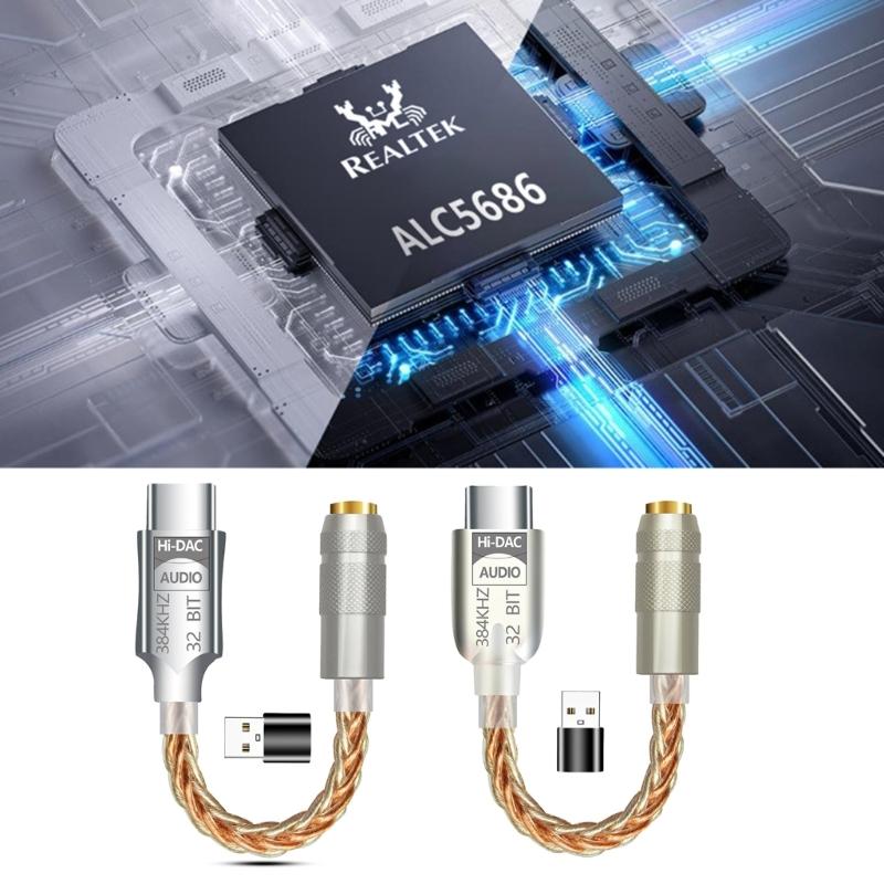 ALC5686 USB Type C To 3.5mm DAC Earphone Amplifier Headphone Amp Digital Decoders Sound Cable Adapter Converter