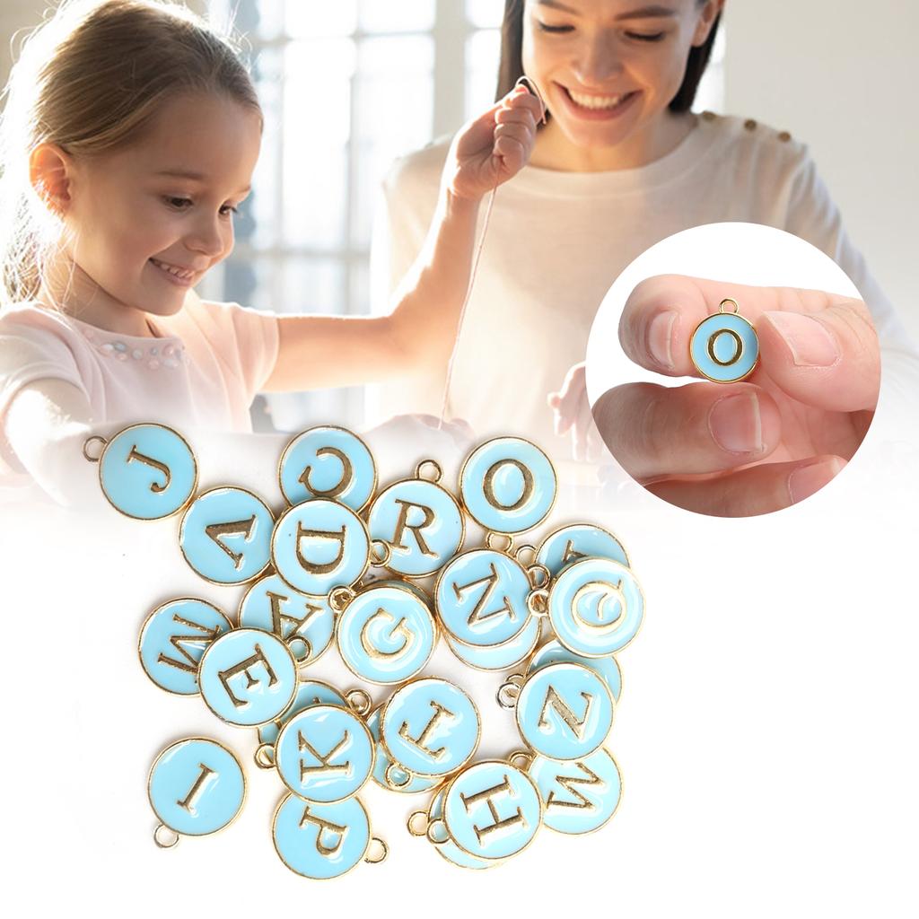 26pcs / Bag English Letter Pendant Metal Round Pendant for Jewelry Making Craft