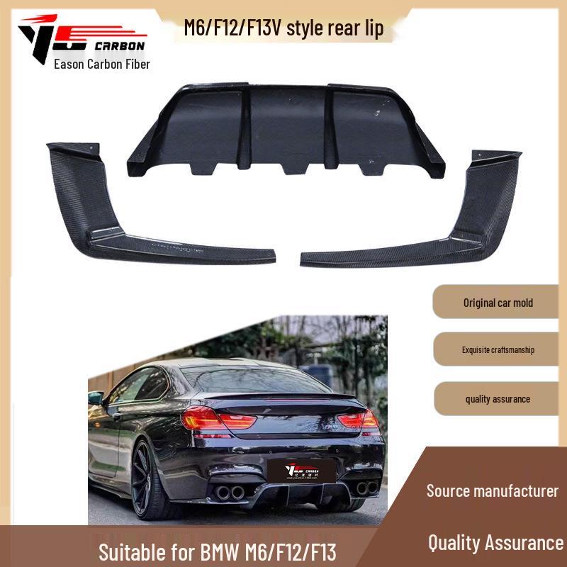 Fits 2012-2016 BMW M6 F12 F13 V Style Carbon Fiber Rear Diffuser Lip.