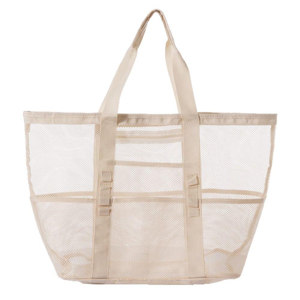 Nylon Toiletry Storage Bag Hollow Out Swimming Bag Soild Color Mesh Beach Bag Travel