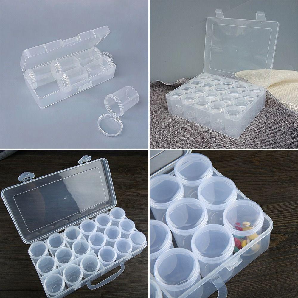 6/12/18/20 Bottles Clear Plastic Plastic Storage Box Multiple Slots with Lids Storage Container Case Bead Organizer Box