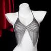 Fashion Tassel Bra Chain for Crop Top Luxury Mesh Body Chain Jewelry Crystal Lingerie  Women
