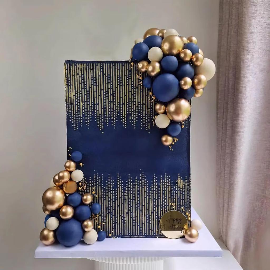 29pcs Blue White Gold Balls Cake Toppers Balls Birthday Cake Decorations for Birthday Boho Wedding Baby Shower Party Decorations