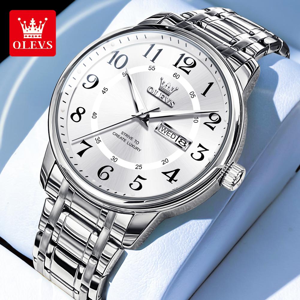 OLEVS 2891 Man Watch Fashion Classic Dual Calendar Waterproof Business Wristwatch Men Digital Dial Luxury Original Men's Watches