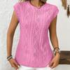 2026 Summer New Women's Round Neck Jacquard Short Sleeve Loose Solid Color T-Shirt