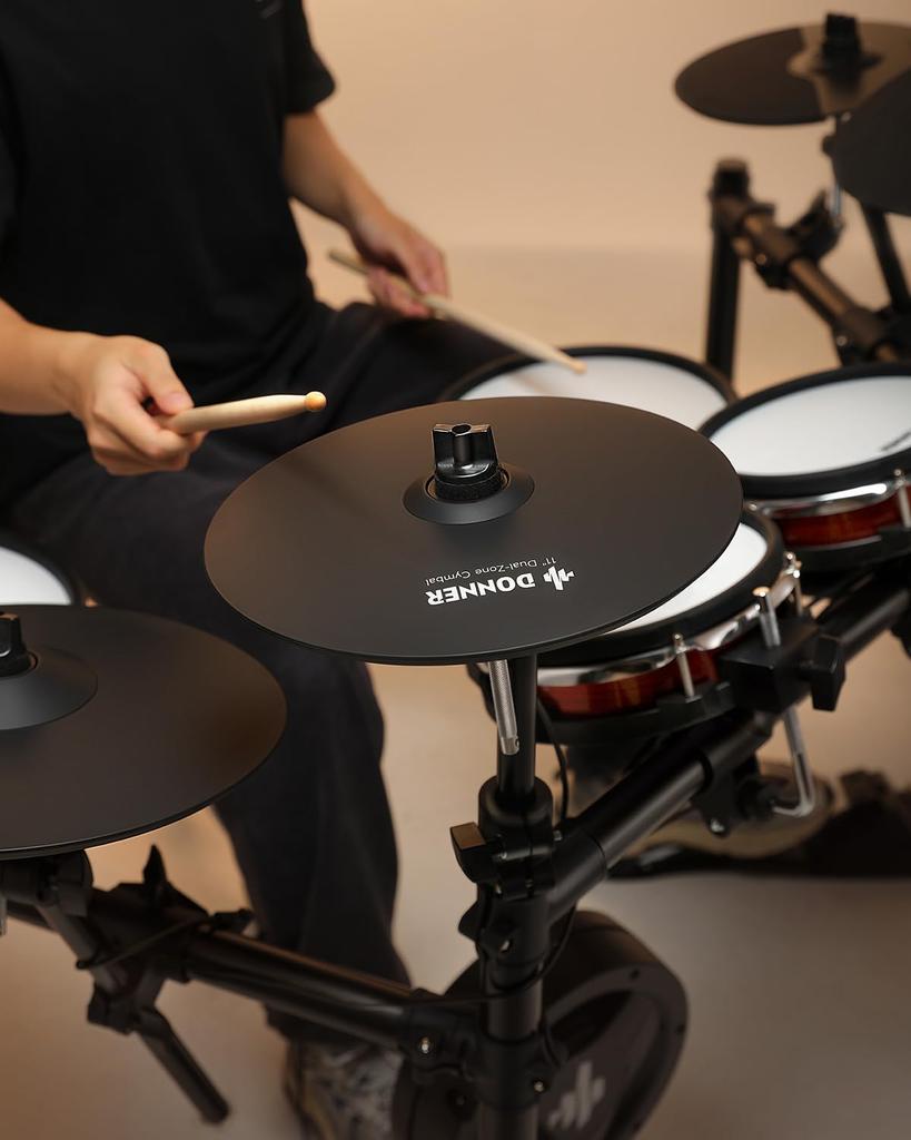 Donner CYB-11D Becken-Pad, 11-Zoll Elektronisches Schlagzeug Erweitertes Dämpfungs-Pad mit Dual-Zonen Crashbecken, Elektronisches Schlagzeug Zubehör