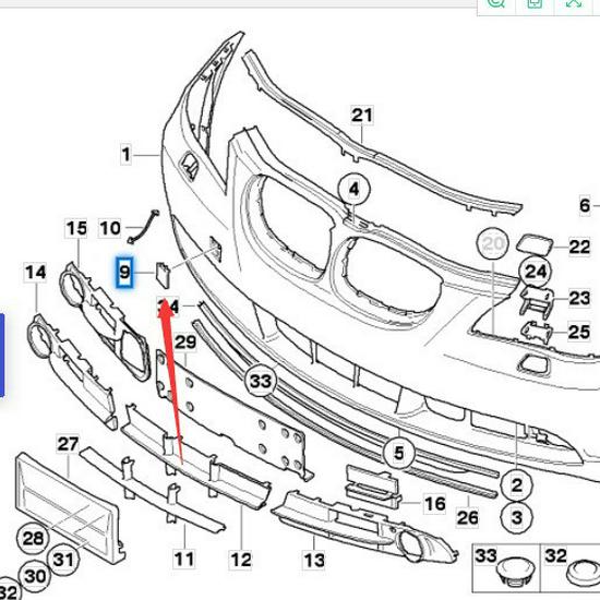 Tow Hook Cover (51117111787) for BMW 5 Series E60 520/525 Front Bumper, Unpainted.