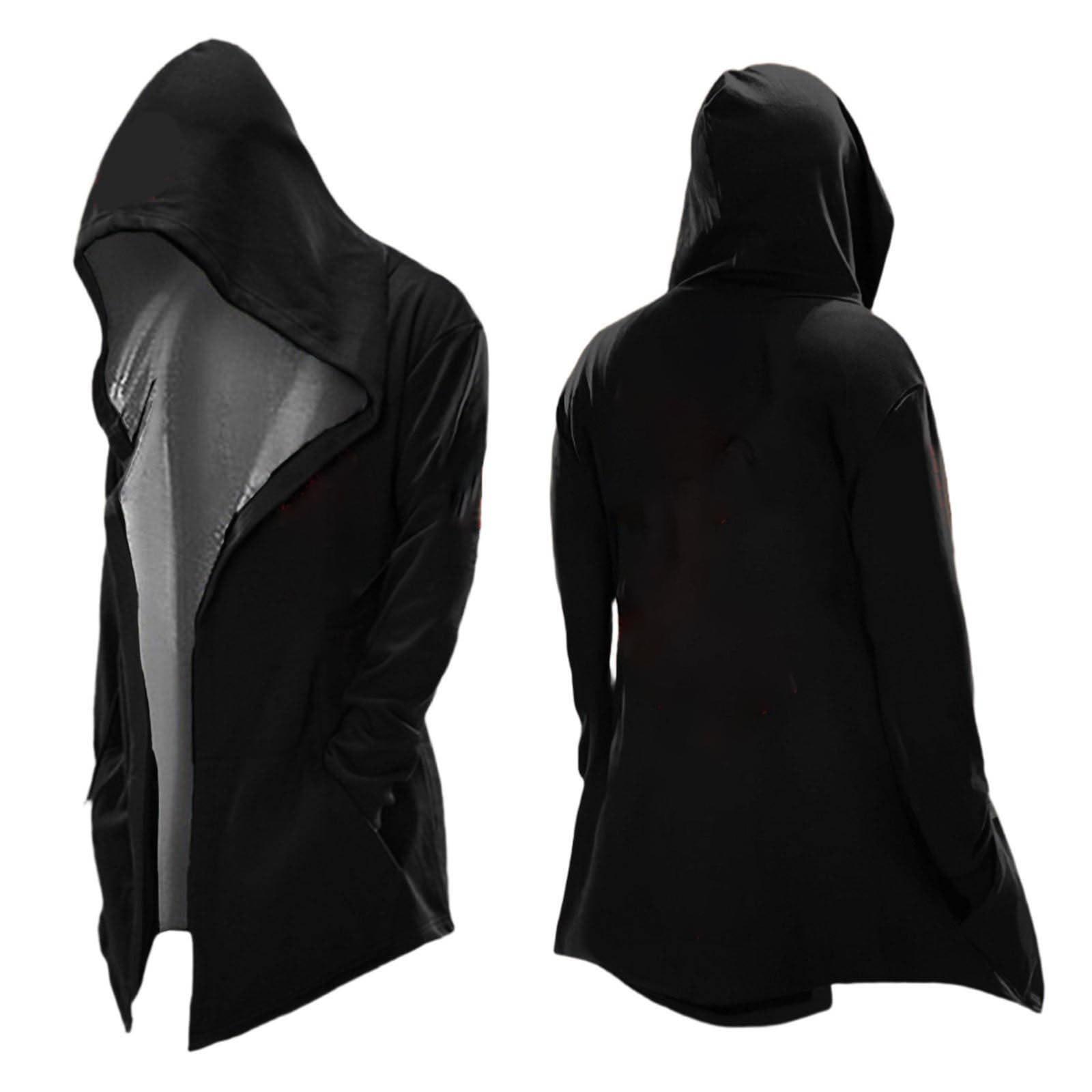 Men s Retro Hooded Cloak Halloween Costume with Print L