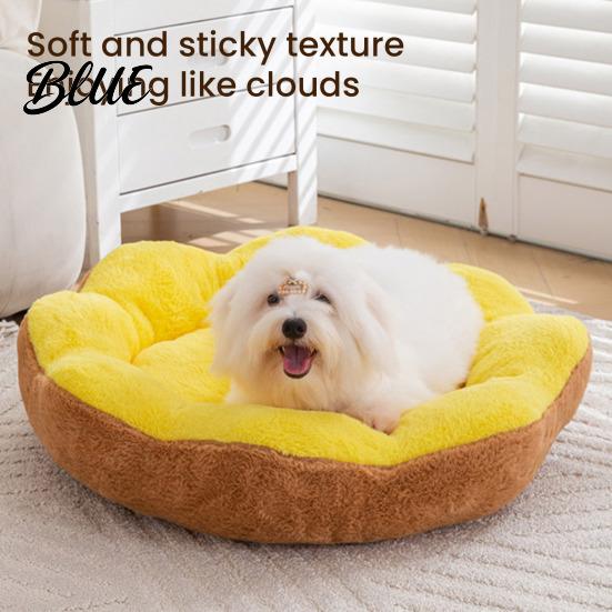Cucce per Animali Semi-chiuse Fondo Antiscivolo Forma a Fiore di Peluche Invernale per Gatti Cani con Morbida Macchina