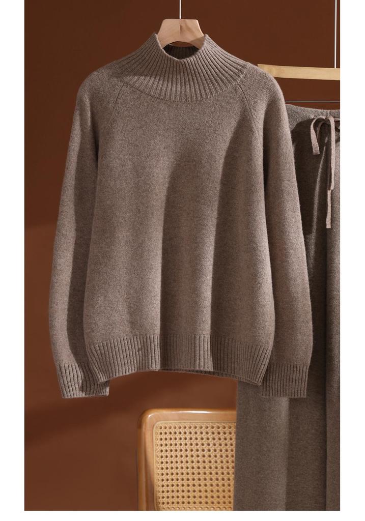 Women's High Neck Lambswool Base Layer: Warm, Thick Autumn/Winter Slimming Pullover Sweater