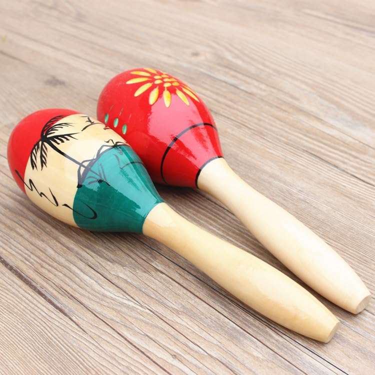 (pont Du Monde) Maracas, Percussion Instrument for Latin Percussion, Eurhythmics, Wooden (Set of 2) (Small Engraved)