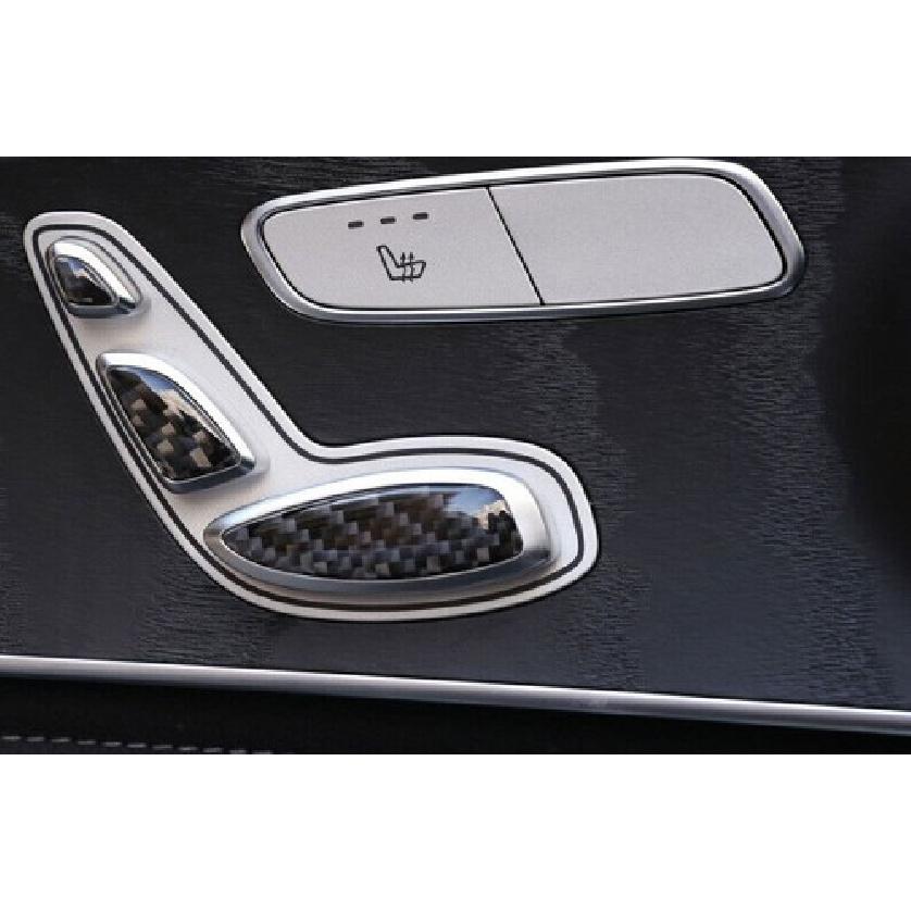 Carbon Fiber Seat Button Handle Cover Trim 6PCS For Mercedes-Benz GLC 2016-