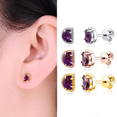 925 steriler Silberohrring in Mondform, besonders süßer Amethystschliff, natürliche Edelsteine, edler Schmuck für Mädchen und Tochter, schönes Geschenk
