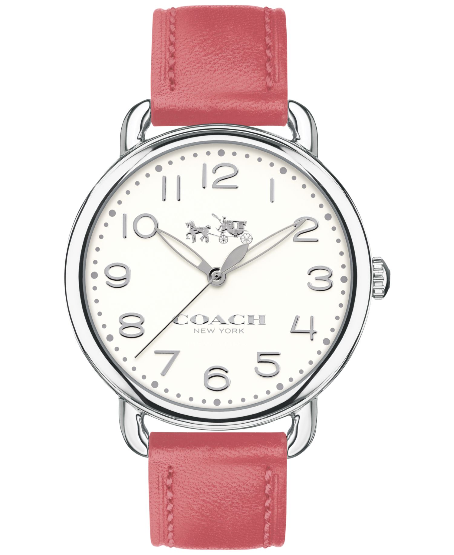 

Coach Delancey White Dial Pink Leather Strap Watch for Women - 14502717