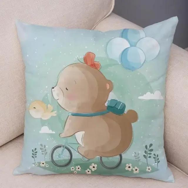 Cute Cartoon Giraffe Fox Reindeer Pillow Cover Nordic Children's Room Decoration Sofa Home Animal Cushion