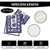 Mexican Table Runner Blue Patchwork Tiles Table Cover Mexican Fiesta Talavera Floral Bird Decor Mexican Dia De Los Muertos Decorations for Simple