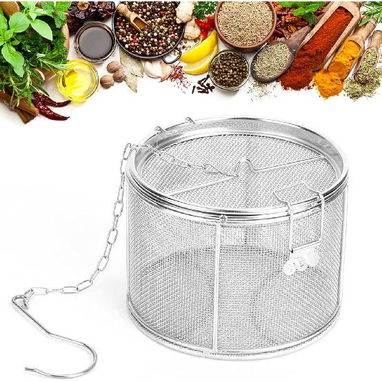 Seasoning Strainer Large Stainless Steel Tea Infuser, sieve fine mesh with Extended Chain Hook for Brew Loose Leaf Tea, Seasonings Cooking, Ice Cube