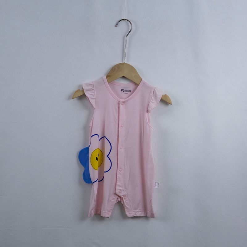 

Luxuanbeibei Infant and Toddler Brand Children s Clothing 66-90 Summer Pure Cotton Mugwort Short-Sleeve Closed-Back Romper Jumpsuit Mugwort 2266160 Powder 66