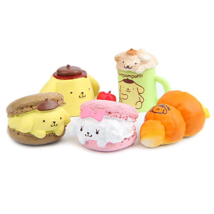 Burger Pompompurin Cartoon Bread And Cup Resin Ornaments For Party And Gifts