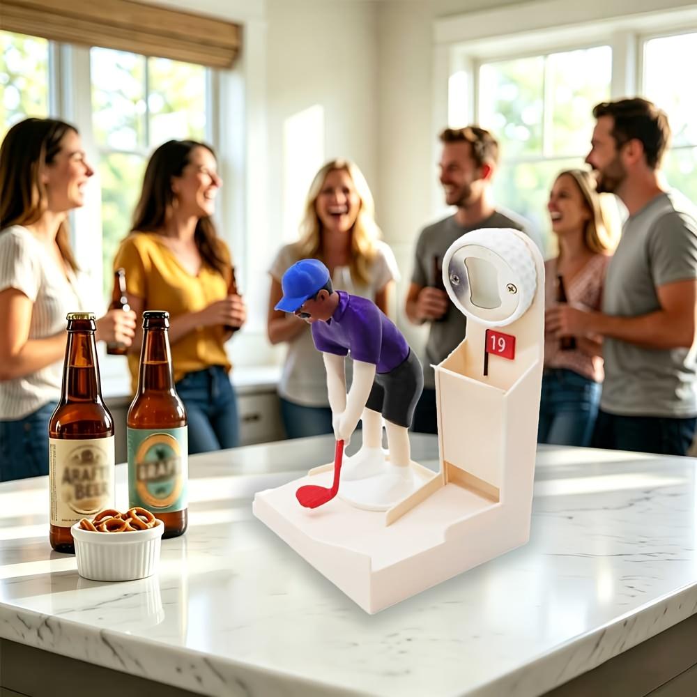 Novelty Golfer Figurine Beer Bottle Opener With Caps Collector Slot Bottle Cap Home Bar Decor Golf Lover Gift Kitchen Gadget