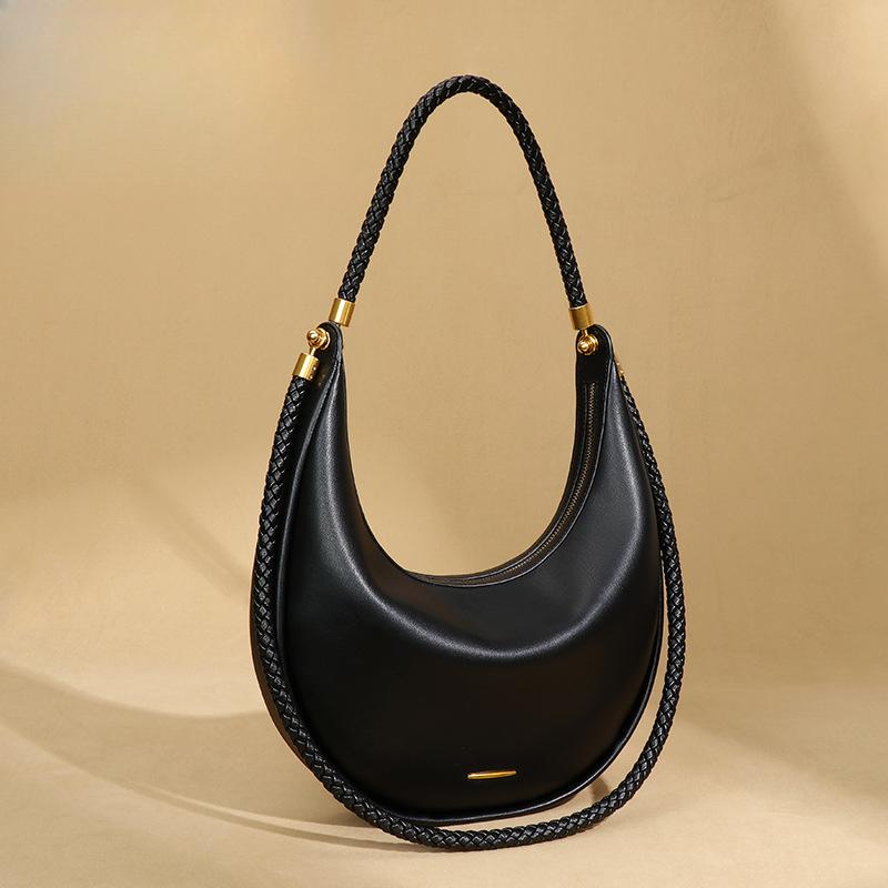 Jmg Bags Women's Black Large Crescent-Shaped Bag, Personalized And Versatile, Single-Shoulder Underarm Bag, Hand-Carry Versatile, High-Quality Moon Bag