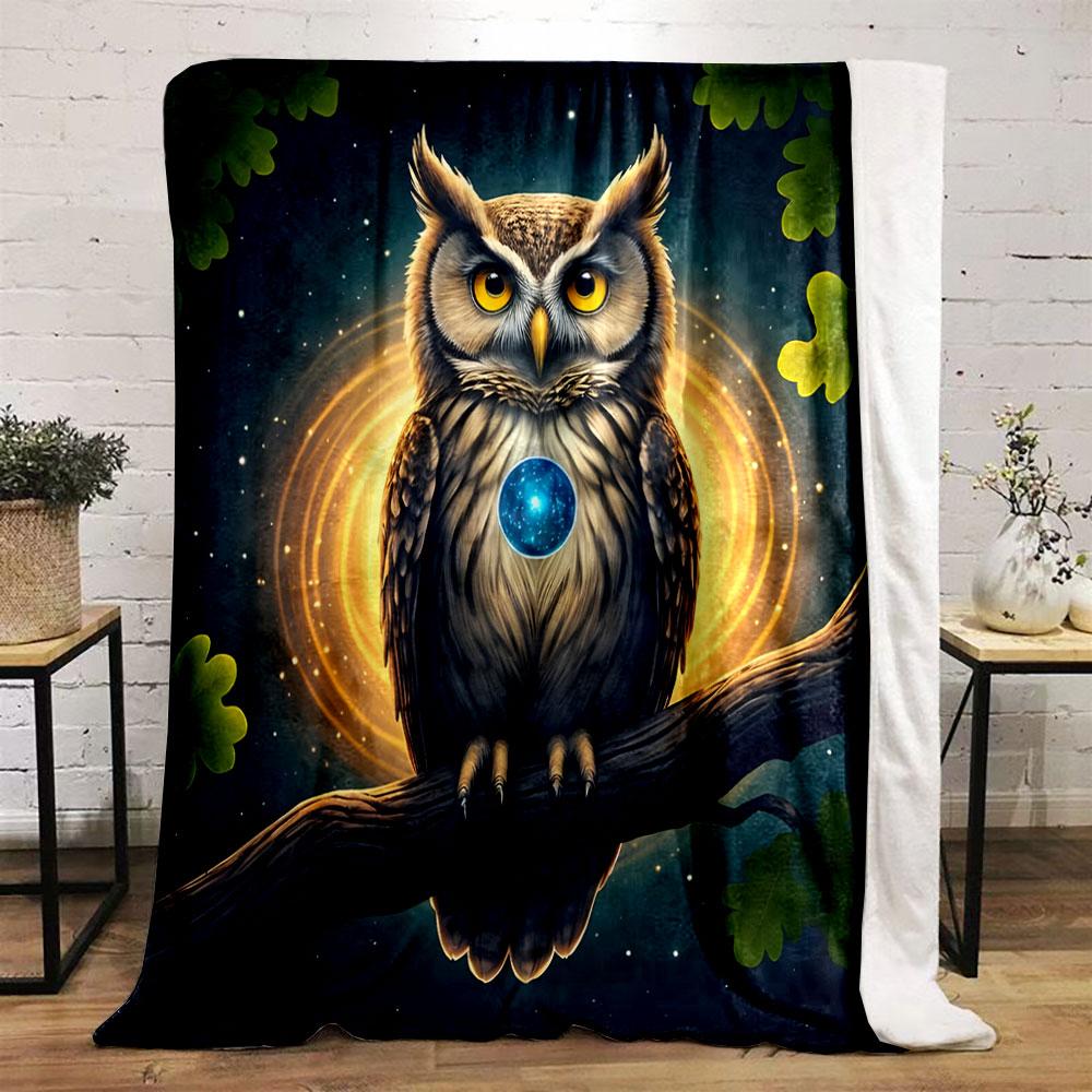 Mystical Owl with Cosmic Heart Print Blanket Soft and Cozy Perfect for the Living Room Bed Sofa or a Nap,gift